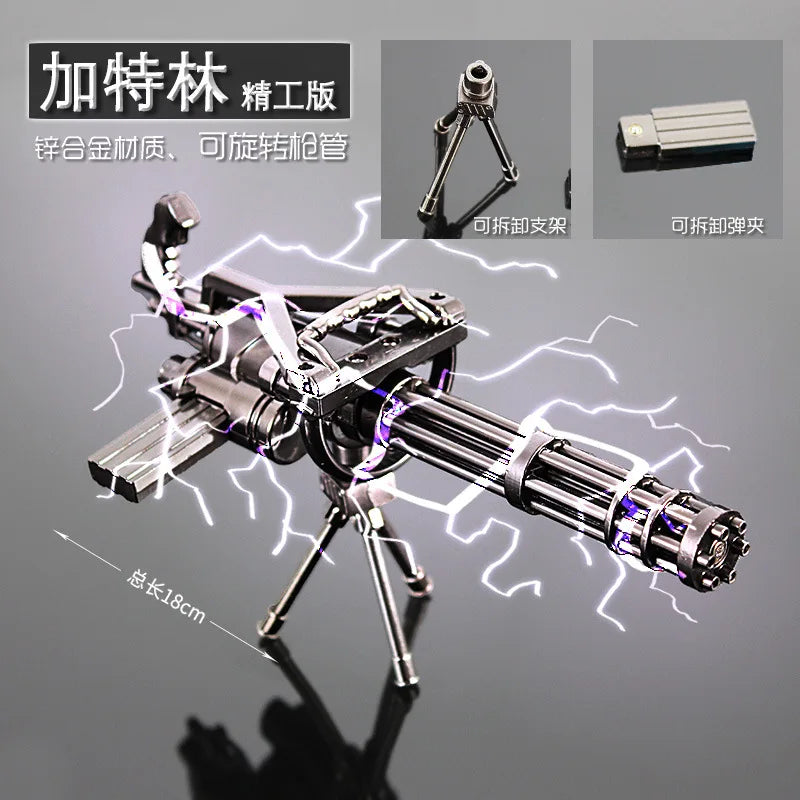 17cm M134 Rapid Fire Machine Gun Gatling Minigun Metal Weapon Miniatures Home Ornament Decoration 1/6 Doll Equipment Accessories