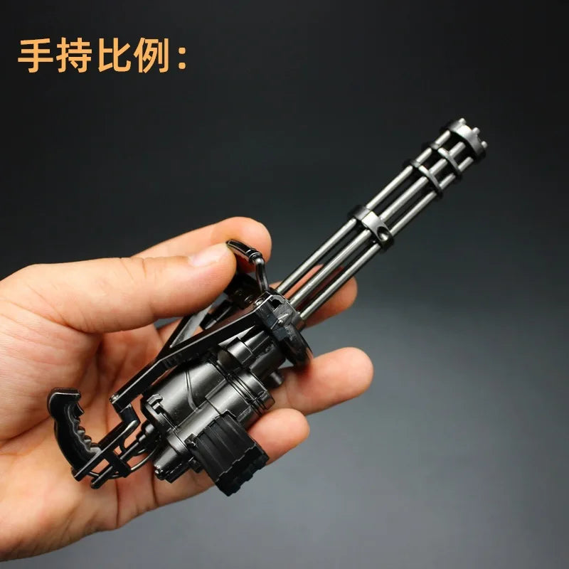 17cm M134 Rapid Fire Machine Gun Gatling Minigun Metal Weapon Miniatures Home Ornament Decoration 1/6 Doll Equipment Accessories