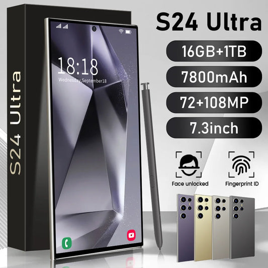 2025New S24 Ultra 7.3HD Cellphones Global Version 4G 5G Original Smartphone Dual SIM Android 14 Cell Phone 7800mAh Mobile Phones