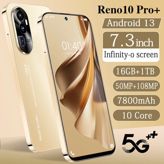 2025 New Reno 10 Pro Smartphone 7.3 inch Full Screen 5G Cell Phone 16TB+1TB 7800mAh Mobile Phones 108MP Global Version Celulares