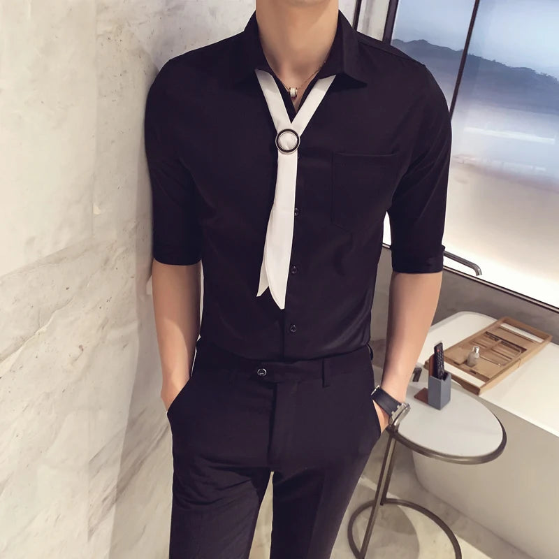 2020 Chemise Homme Casual Mens Shirt Summer Fashion Half Sleeve Streetwear Social Blusa Night Club Ropa Para Hombre Shirt