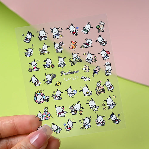 1pcs 5D Kawaii Love Hello Kitty Nail Stickers Valentine’s Day Cartoon