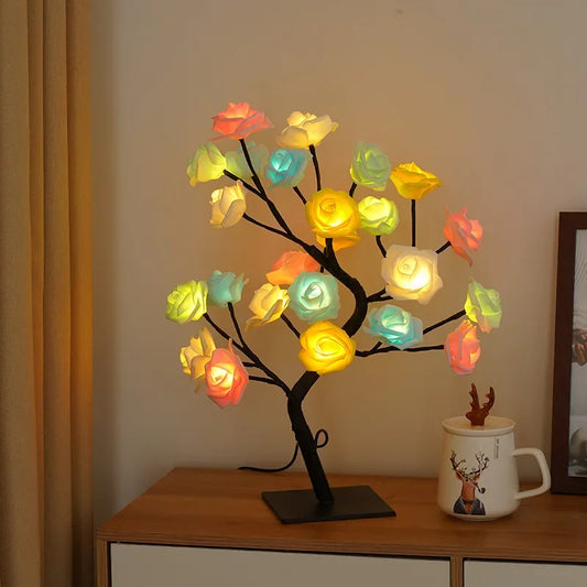 24 LED Rose Lamp, Rose Light Tree Table Top Decorations for Wedding