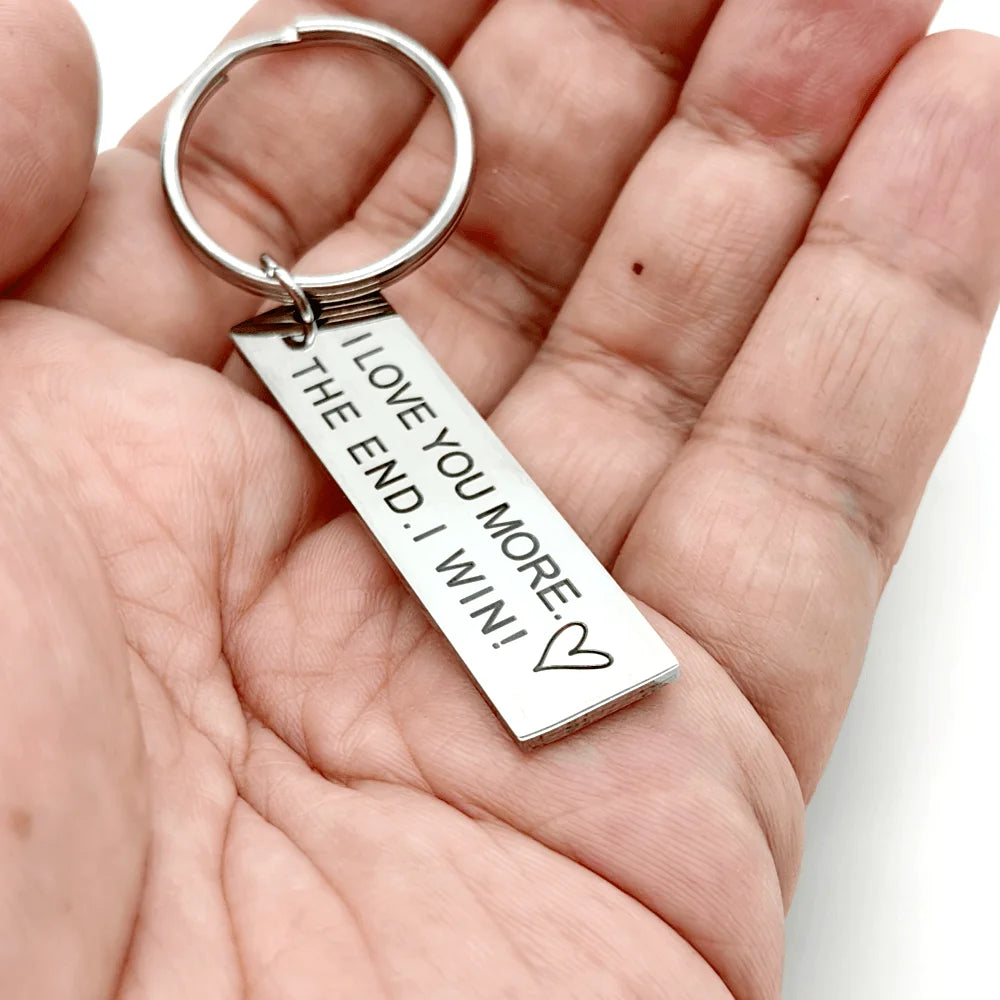 1pc Valentine’s Day Gifts For Him Her I Love You More The End I Win Keychain Couple Gifts For Boyfriend Girlfriend Husband Wife