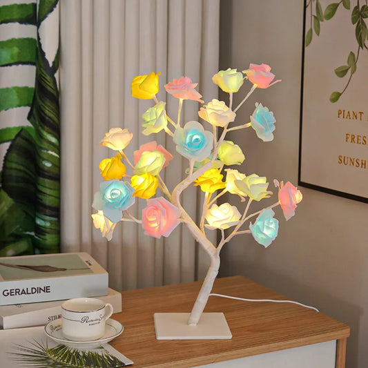 24 LED Rose Lamp, Rose Light Tree Table Top Decorations for Wedding