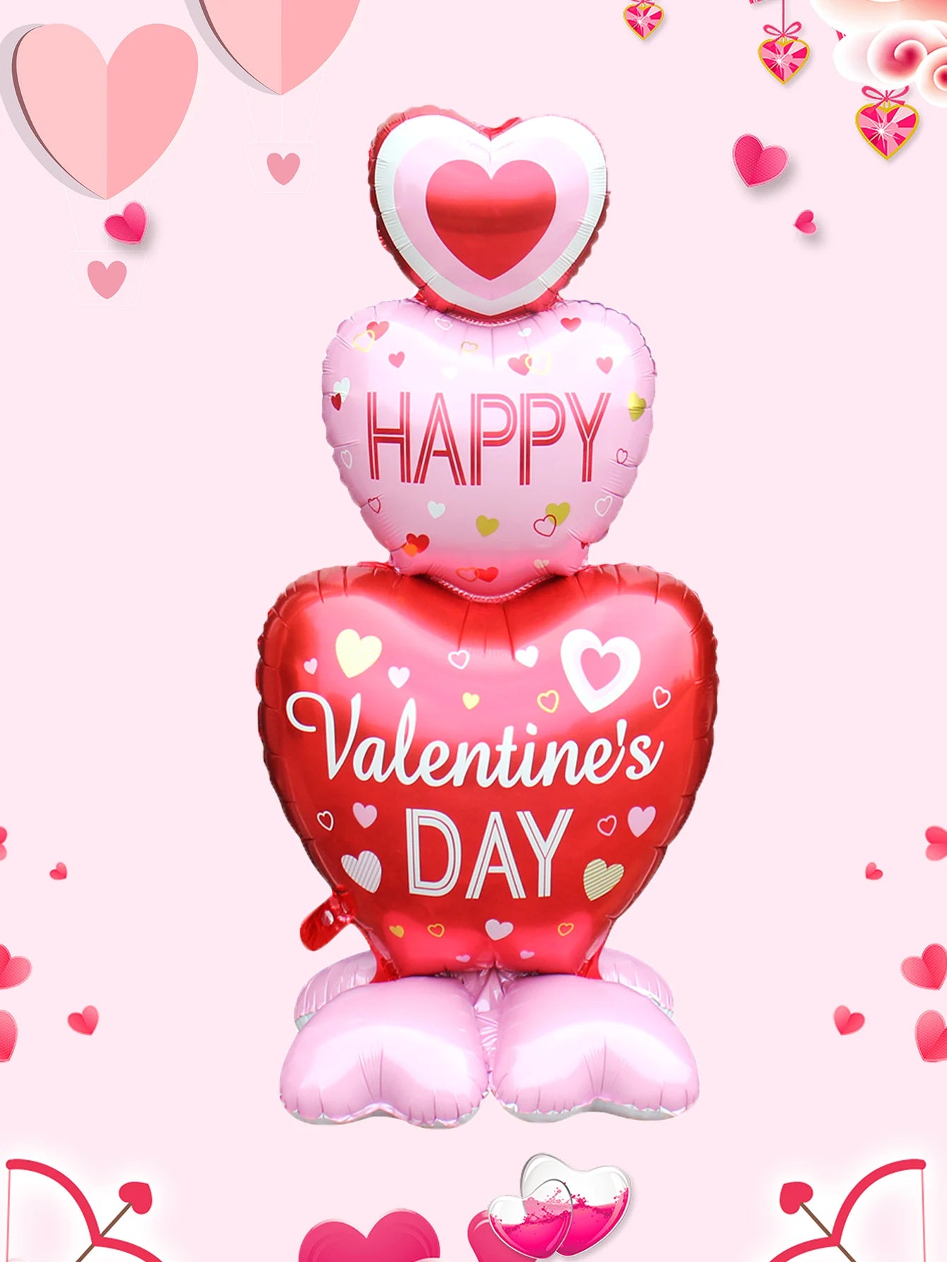 1pc Base Stand Happy Valentine's Day Heart to Heart Balloons Love Heart Bear Balloon wedding Valentine's Day Decorations