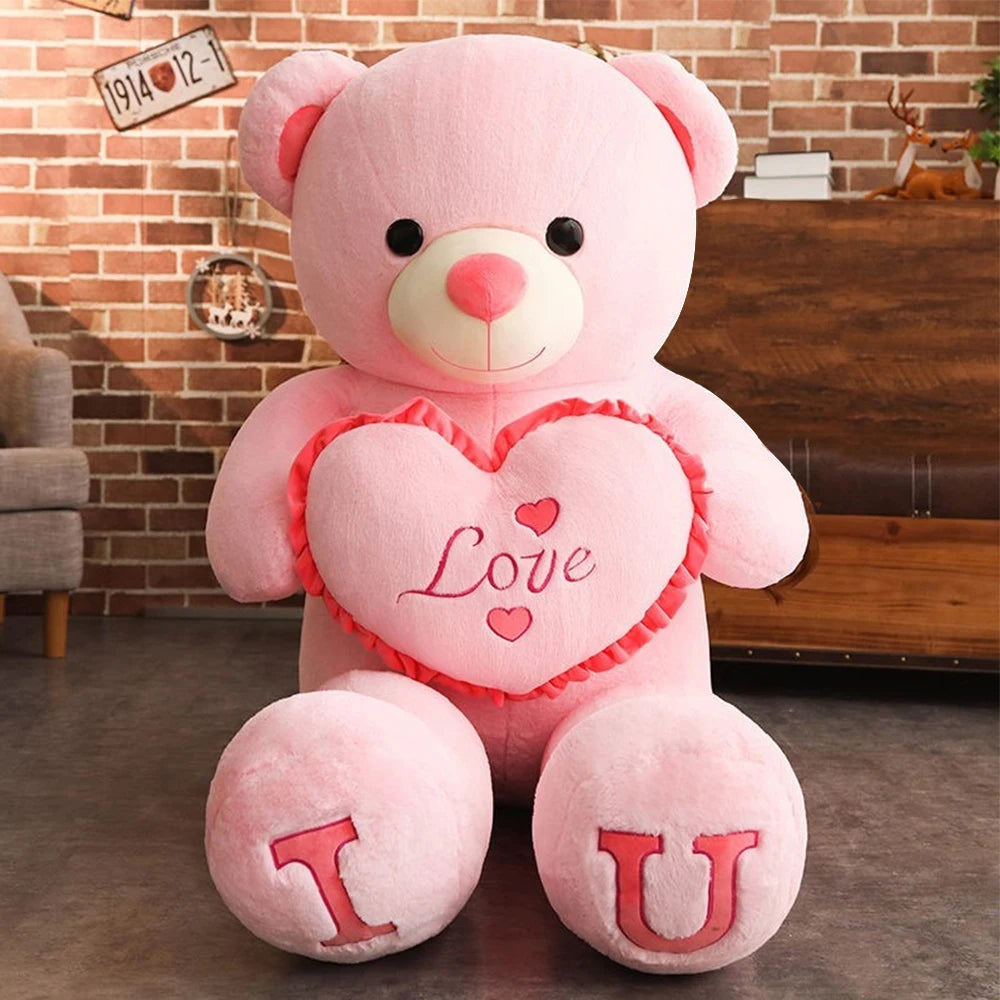 100cm Big I LOVE YOU Bear Plush Toy Lovely Huge Stuffed Soft Bear Doll Lover Bear Kids Toy Birthday Gift For Girlfriends