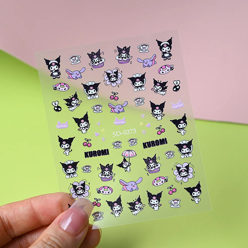 1pcs 5D Kawaii Love Hello Kitty Nail Stickers Valentine’s Day Cartoon