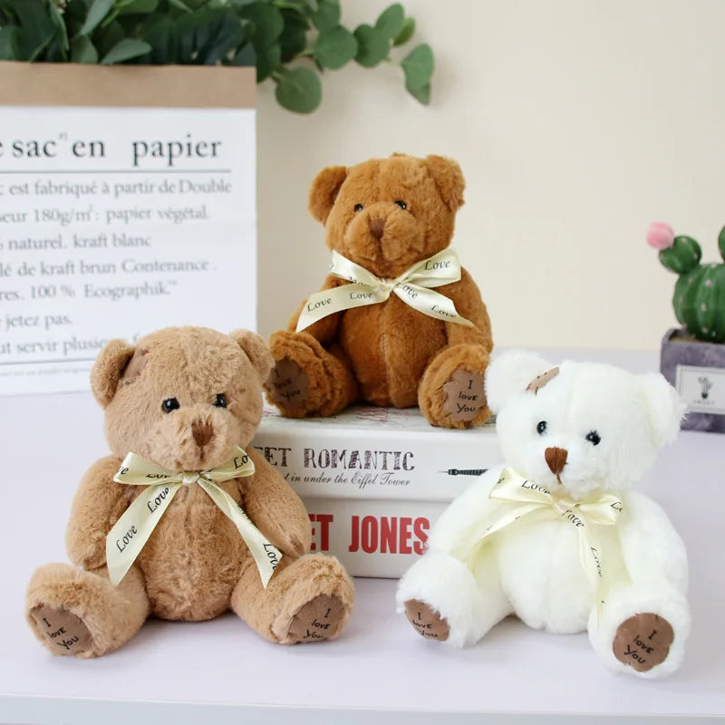 1pc 18cm Cute Bear Dolls Lovely Teddy Bear Stuffed Toy Soft Bear Toy Boys Girls Birthday Brinquedos Wedding Gifts