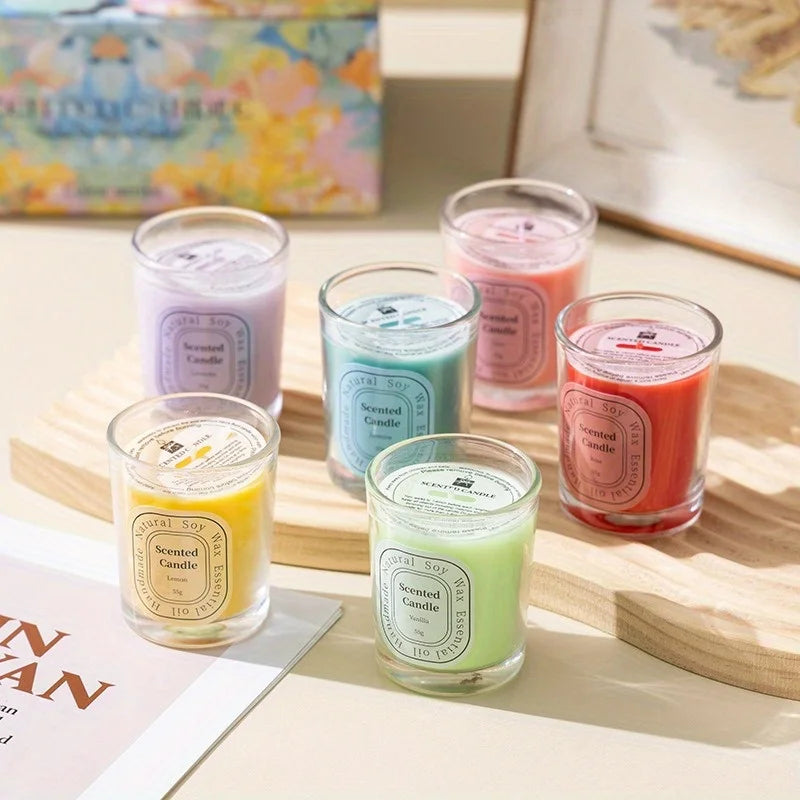 1Pcs Scented Candles Multi-Color Soy Wax Glass Votive Candle for Home