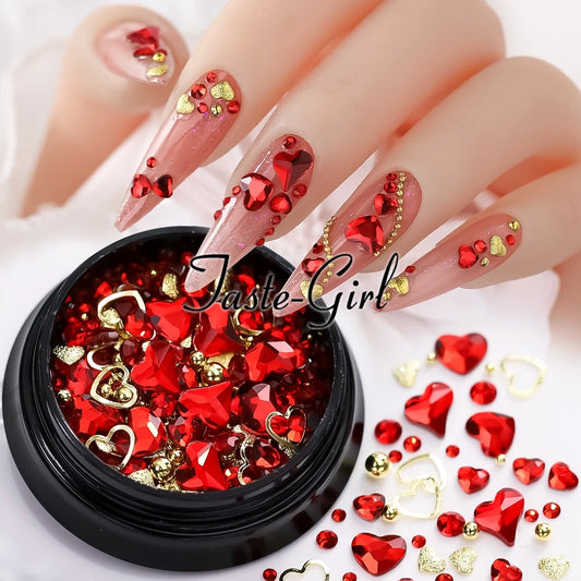 1 Pot Valentines Day Nail Art Decoration Accessories Mixed Size