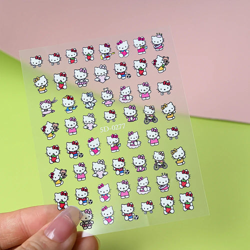 1pcs 5D Kawaii Love Hello Kitty Nail Stickers Valentine’s Day Cartoon