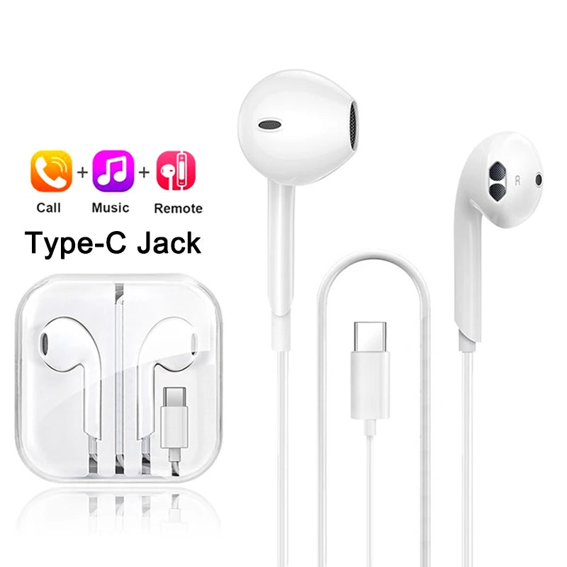 #3.5mm Wired Headphones In Ear Tpye-c Headset Wired Earphones with Microphone Stereo Earbuds Sports In-line Control For Phones