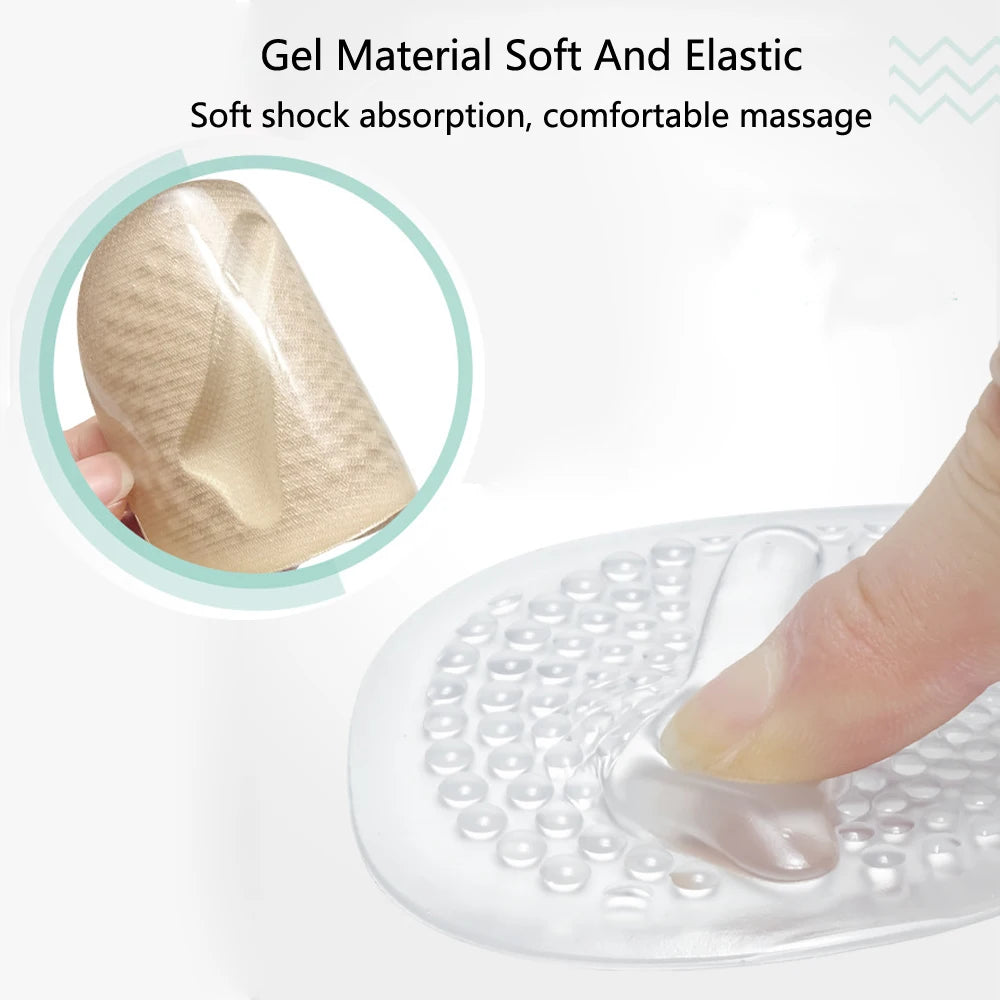 1 Pair Silicone Gel Shoe Insole Protector Non-slip Half Sole Pads Women High Heels Sandals Forefoot Cushion Pain Relief Insert