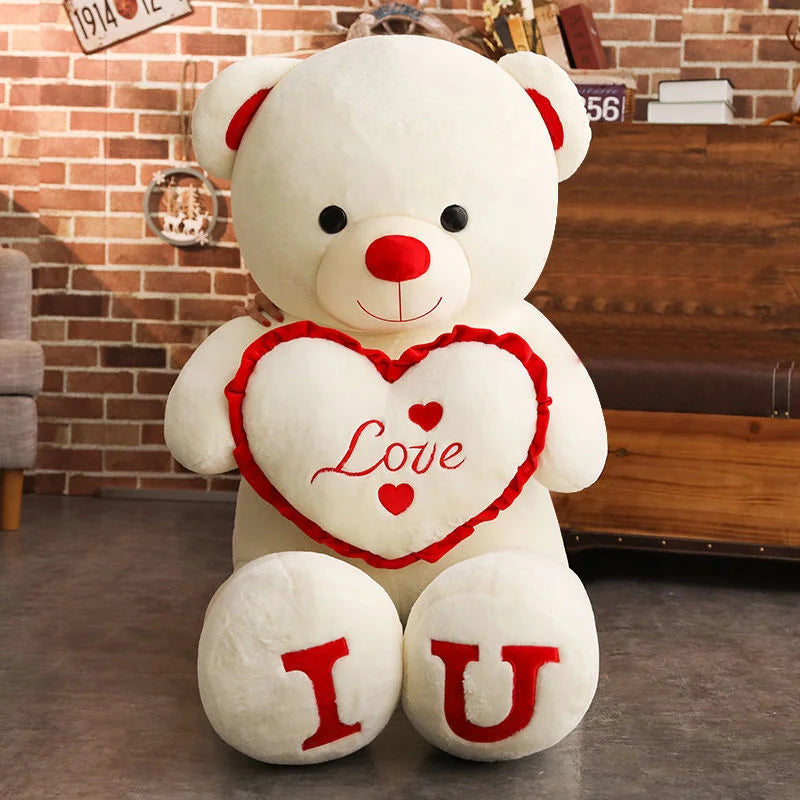 100cm Big I LOVE YOU Bear Plush Toy Lovely Huge Stuffed Soft Bear Doll Lover Bear Kids Toy Birthday Gift For Girlfriends