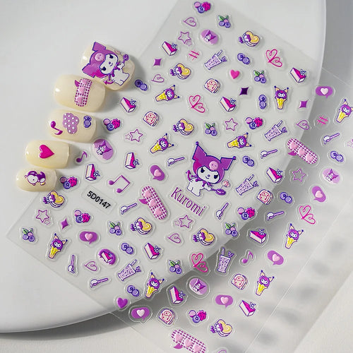 1pcs 5D Kawaii Love Hello Kitty Nail Stickers Valentine’s Day Cartoon