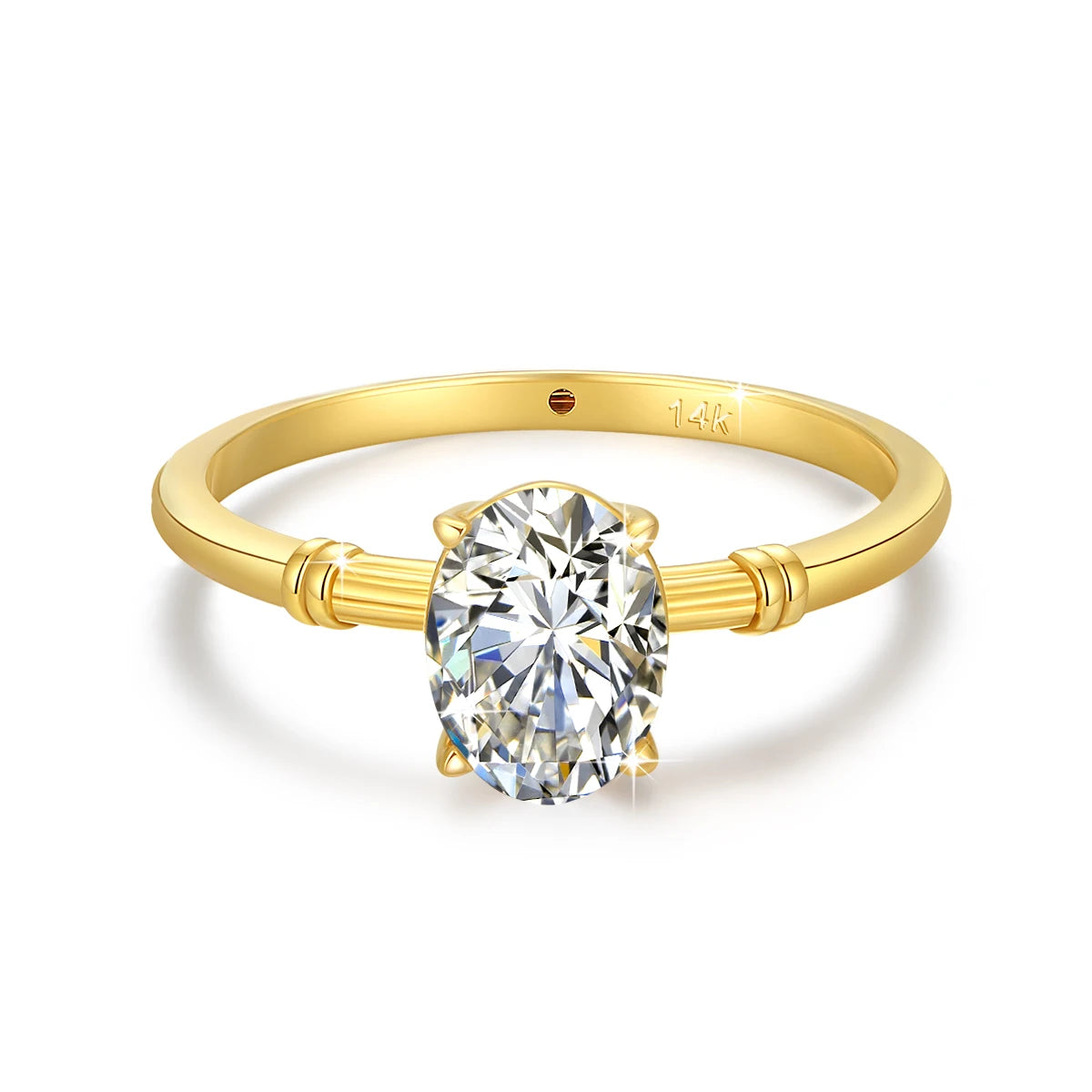 100% Real 14k Gold Oval Moissanite Ring Women Certified 585 K Gold