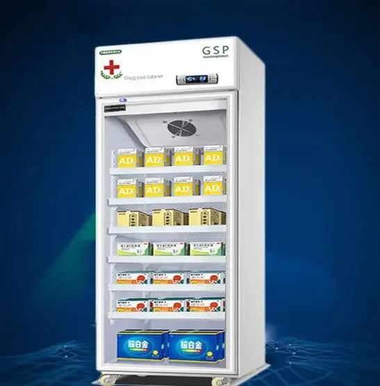 2-8° /270L Medicine Shade Cabinet,   Medicine Display Cabinet Refrigerated Single Door Pharmacy Freezer, Customized Voltage