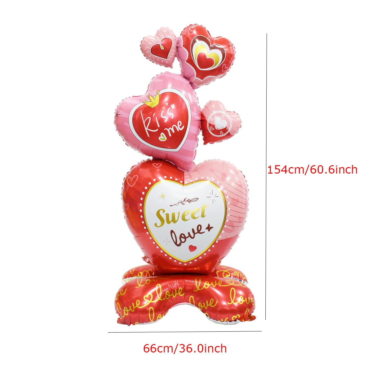 1pc Base Stand Happy Valentine's Day Heart to Heart Balloons Love Heart Bear Balloon wedding Valentine's Day Decorations