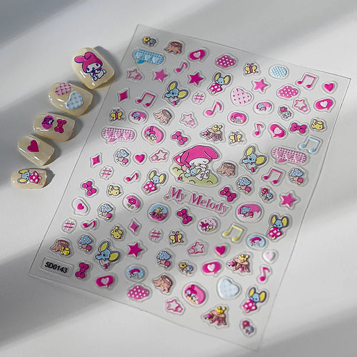 1pcs 5D Kawaii Love Hello Kitty Nail Stickers Valentine’s Day Cartoon