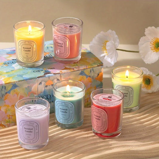 1Pcs Scented Candles Multi-Color Soy Wax Glass Votive Candle for Home