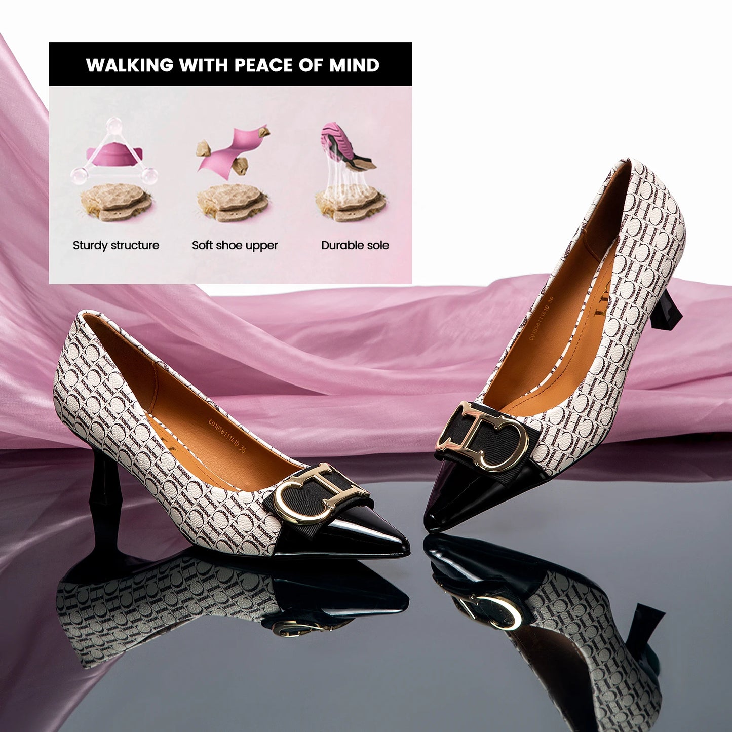 2024 Fashion High Heels Women's Luxury Design Sandals Metallic Flower Square Toe Fine Heel Party Dress Shoes Brand High Heels