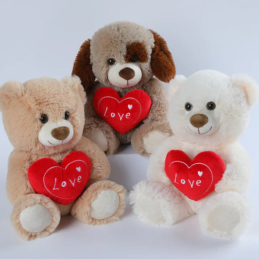 23CM Cute Heart Bear Dog Plush Toys Red Heart Print Love Creative Animal Stuffed Doll For Lovers Valentine's Day Gift