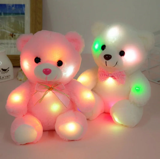 22cm Luminous Creative Light Up LED Teddy Bear Stuffed Animals Plush Toy Pink Glowing Teddy Bear Christmas Gift for Kids