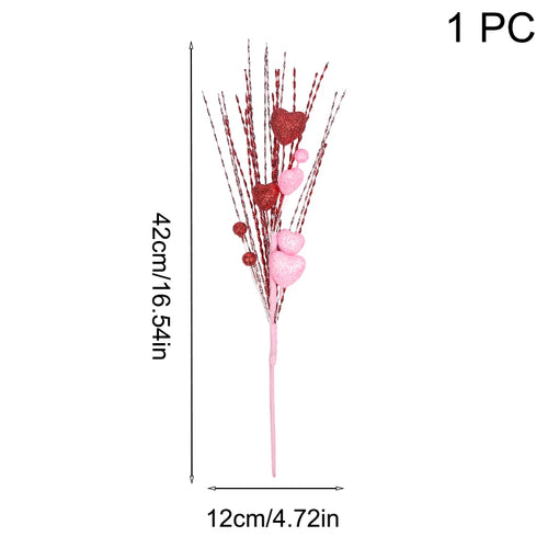 1Bunch Artificial Red Berry Flower Stems Heart Shaped Berry Picks for