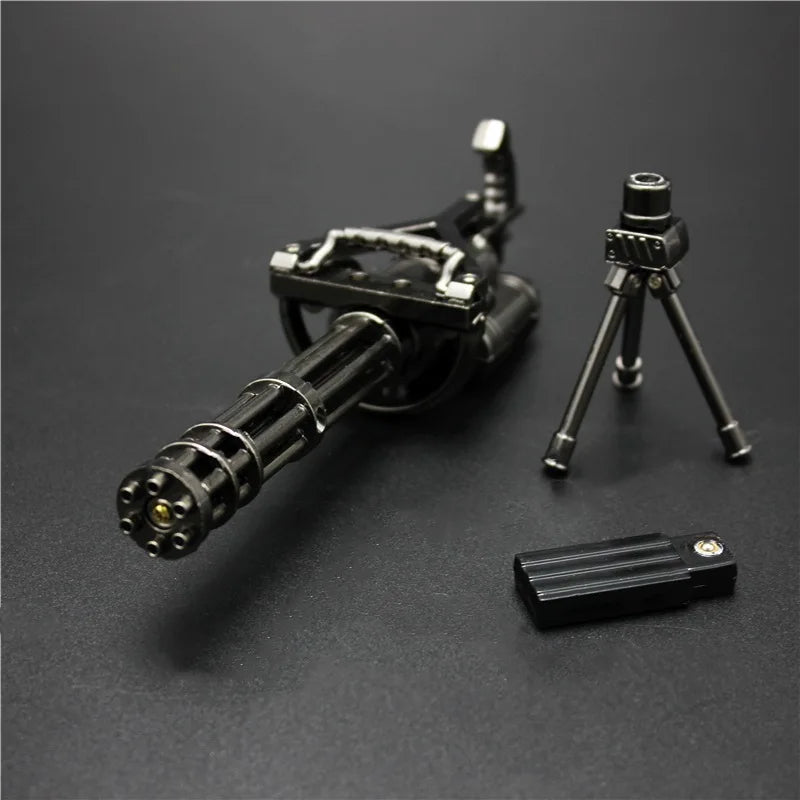 17cm M134 Rapid Fire Machine Gun Gatling Minigun Metal Weapon Miniatures Home Ornament Decoration 1/6 Doll Equipment Accessories